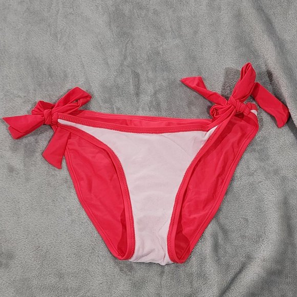 Charm Leaks Womens Swim Bikini Bottom Pink S Soft Solid Lined Side Ties Classic - Picture 3 of 9